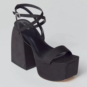 Sam Edelman Mari Black Platform Sandals in Satin